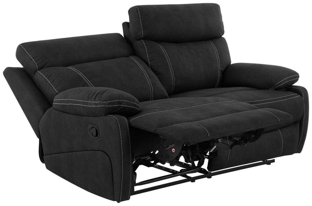 SITZGARNITUR Mikrofaser Schwarz  - Schwarz, KONVENTIONELL, Textil/Metall - Livetastic
