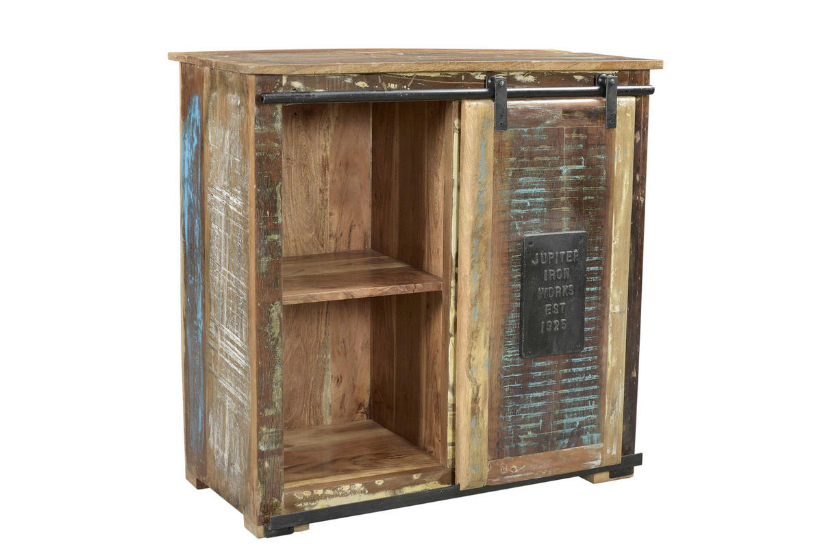 MEHRZWECKSCHRANK 77/80/38 cm  in Multicolor, Naturfarben  - Multicolor/Schwarz, MODERN, Holz/Metall (77/80/38cm) - MID.YOU