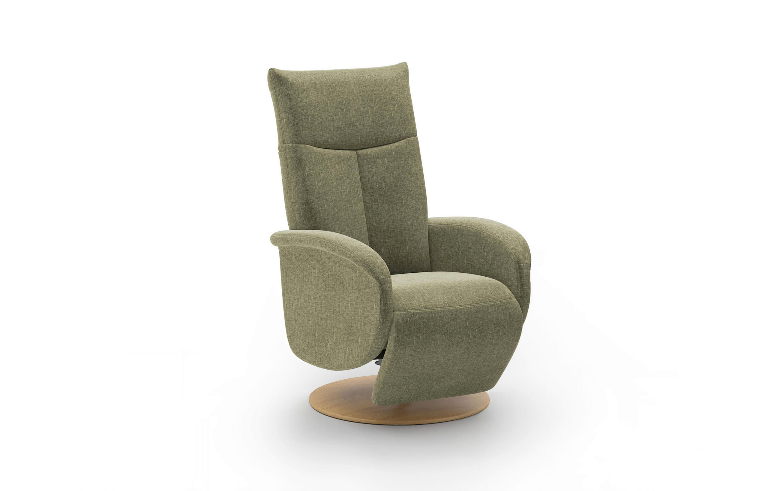 RELAXSESSEL GLENDALE E Flachgewebe Kopfteilverstellung, Rücken echt    - Eichefarben/Hellgrün, KONVENTIONELL, Holzwerkstoff/Textil (75/112/82cm) - Sit & More