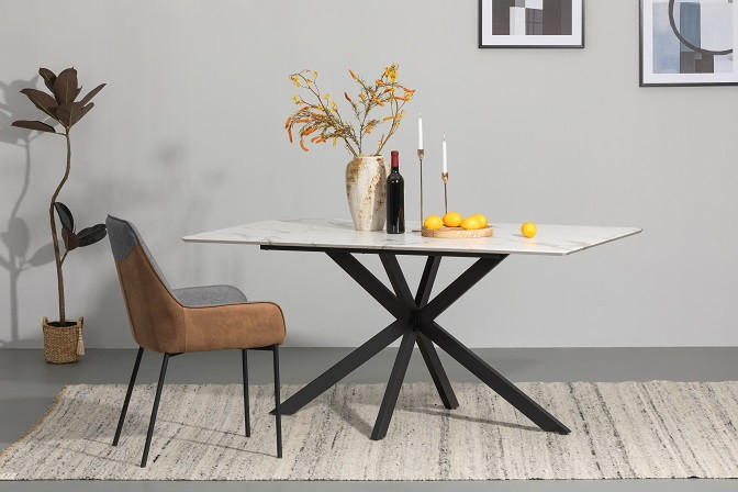 ESSTISCH rechteckig Schwarz, Weiß  - Schwarz/Weiß, MODERN, Holzwerkstoff/Metall (160/90/76cm) - MID.YOU