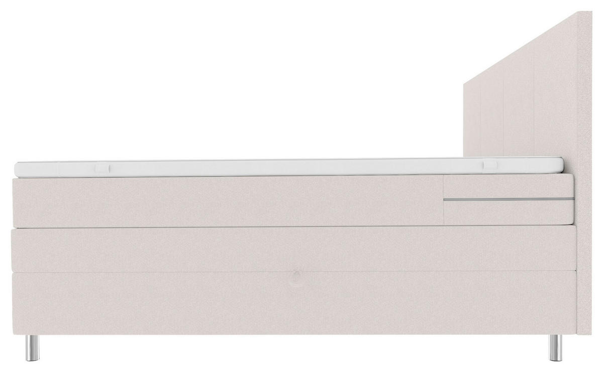 BOXSPRINGBETT 200/200 cm,  in Creme, Bettkasten, Topper, Matratzen, H3 = fest  - Chromfarben/Creme, KONVENTIONELL, Kunststoff/Textil (200/200cm) - Boxxx