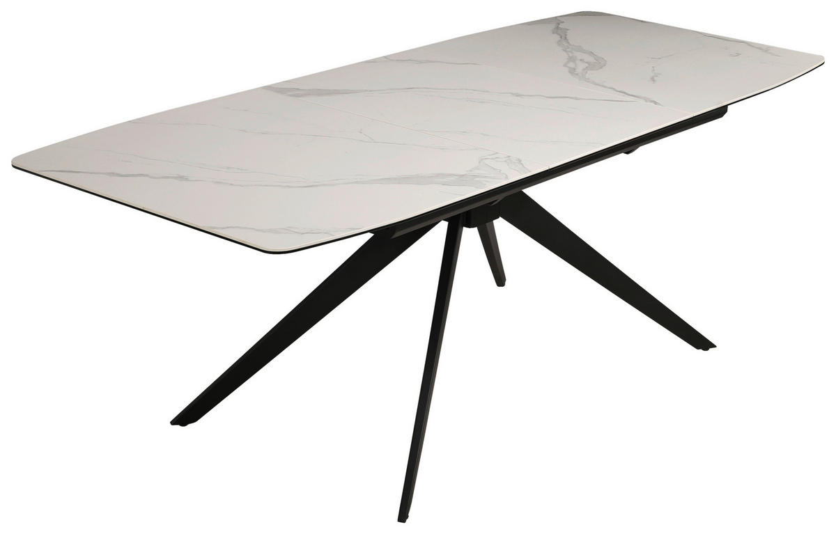 JEDILNA MIZA, črna, bela  - črna/bela, Design, kovina/keramika (160-220/90/76cm) - Hom`in