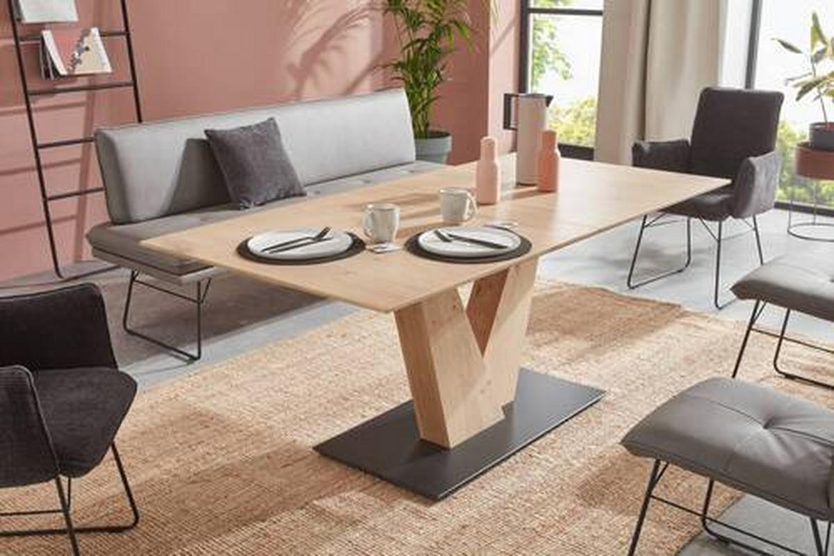 ESSTISCH in Holz, Holzwerkstoff 180-220/90/75 cm  - Eiche Bianco, Design, Holz/Holzwerkstoff (180-220/90/75cm) - Dieter Knoll