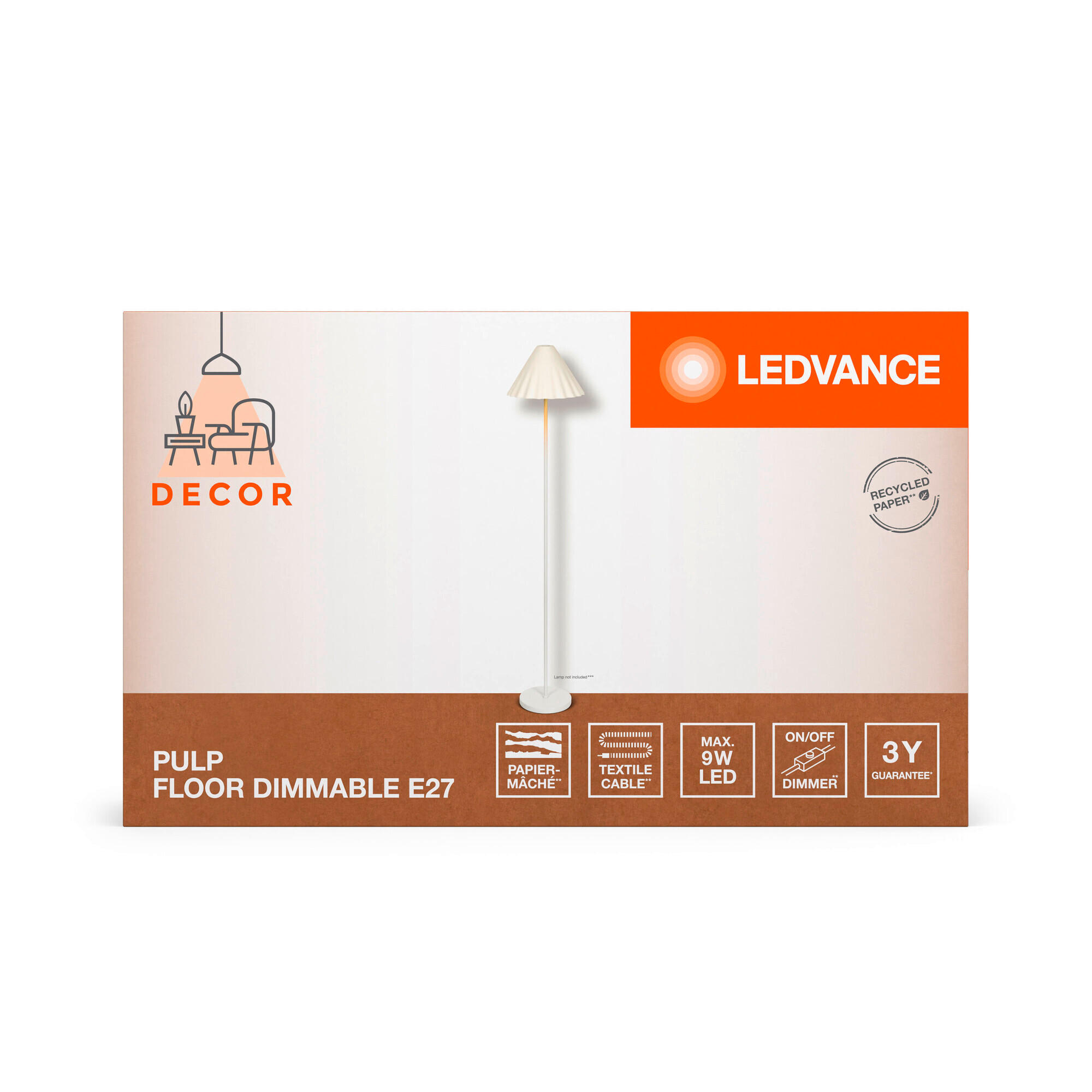 STEHLEUCHTE 31/150,5 cm    - KONVENTIONELL, Papier/Metall (31/150,5cm) - Ledvance