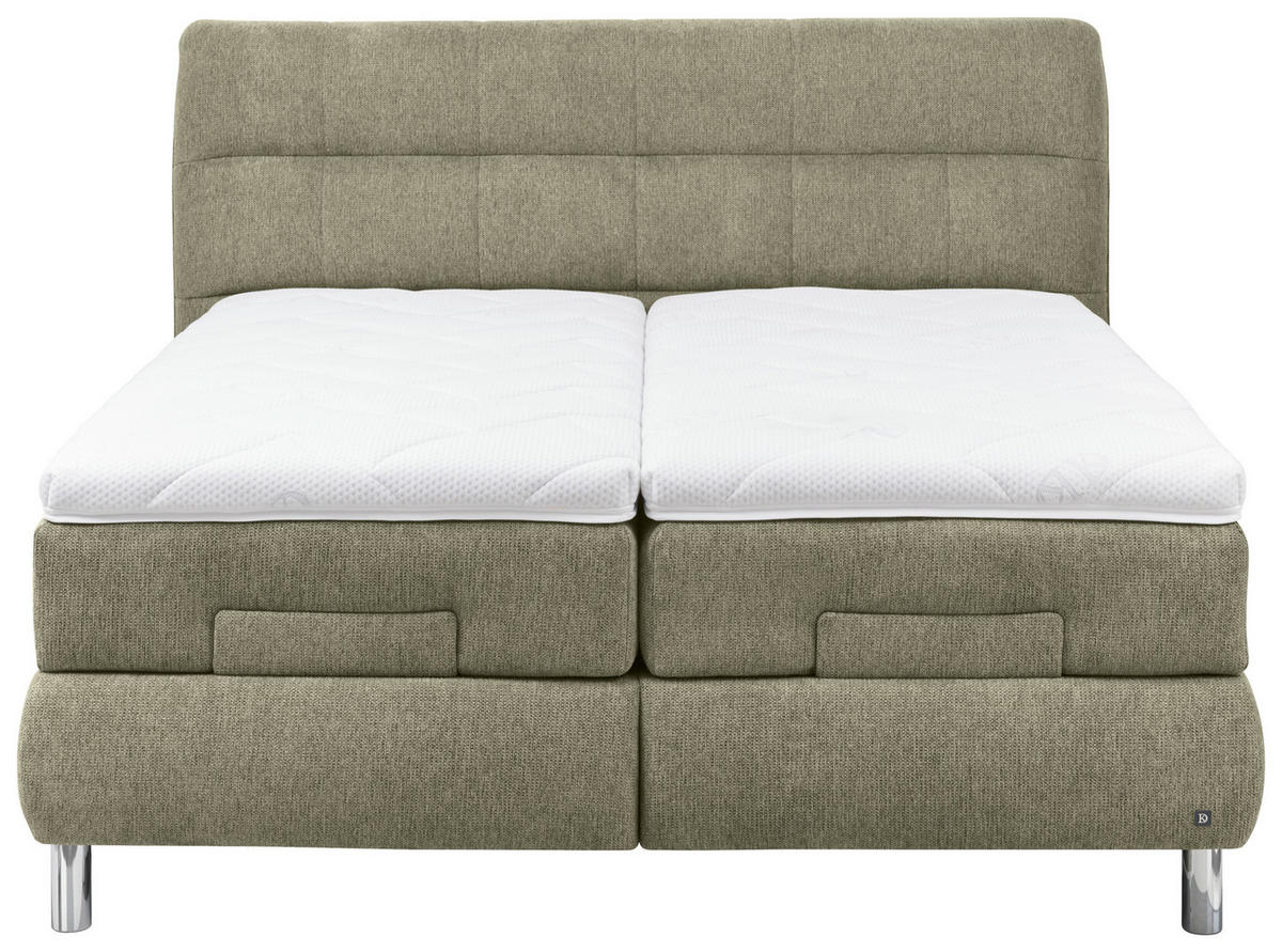 BOXSPRINGBETT 180/200 cm  Hellgrün  - Chromfarben/Hellgrün, Design, Holz/Holzwerkstoff (180/200cm) - Dieter Knoll