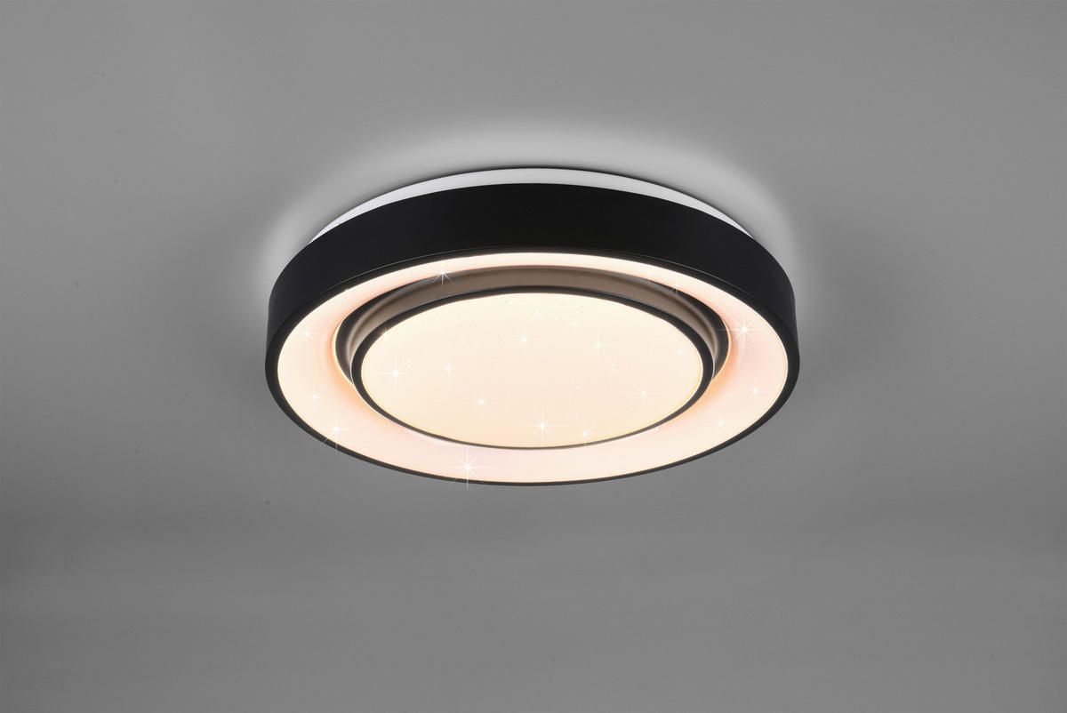LED-DECKENLEUCHTE MONA  Smart 38/7,5 cm   - Schwarz, Basics, Metall (38/7,5cm)