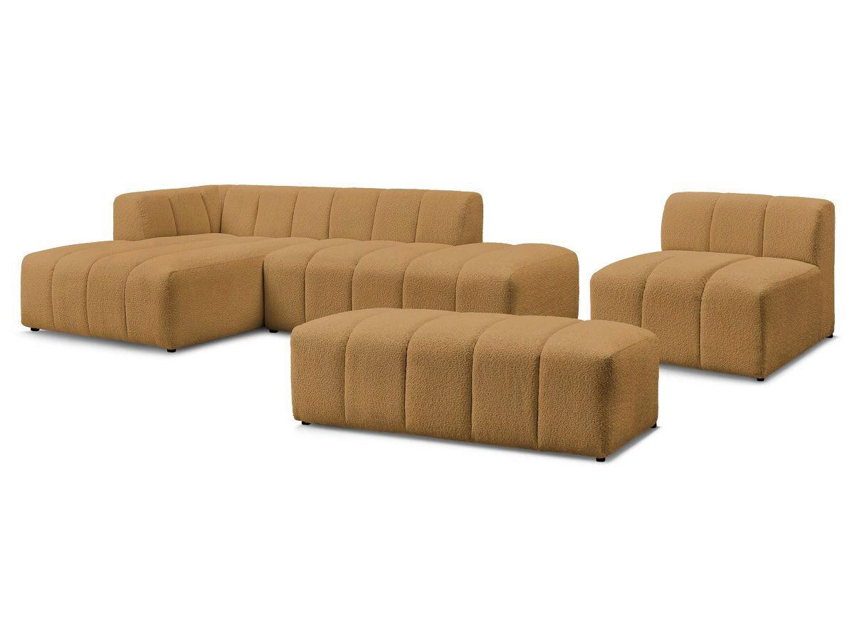 ECKSOFA Ottomane links  ANNECY Gelb Bouclé  - Gelb/Schwarz, MODERN, Kunststoff/Textil (170/262cm)
