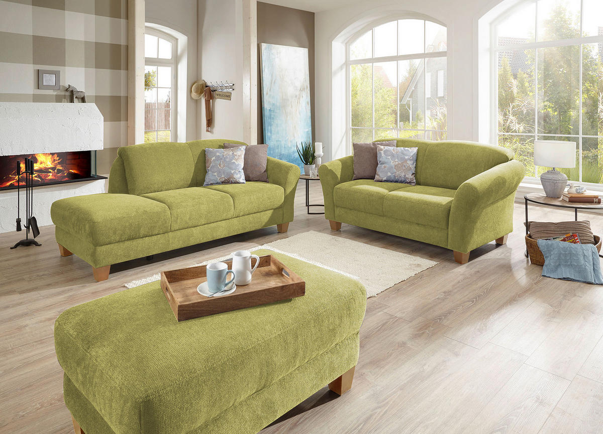 2-SITZER-SOFA in Flachgewebe Grün  - Naturfarben/Grün, Konventionell, Holz/Textil (163/84/89cm) - Sit & More