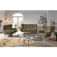 3-SITZER-SOFA Webstoff Olivgrün  - Olivgrün, Design, Holz/Textil (187/101/95cm) - Stylife