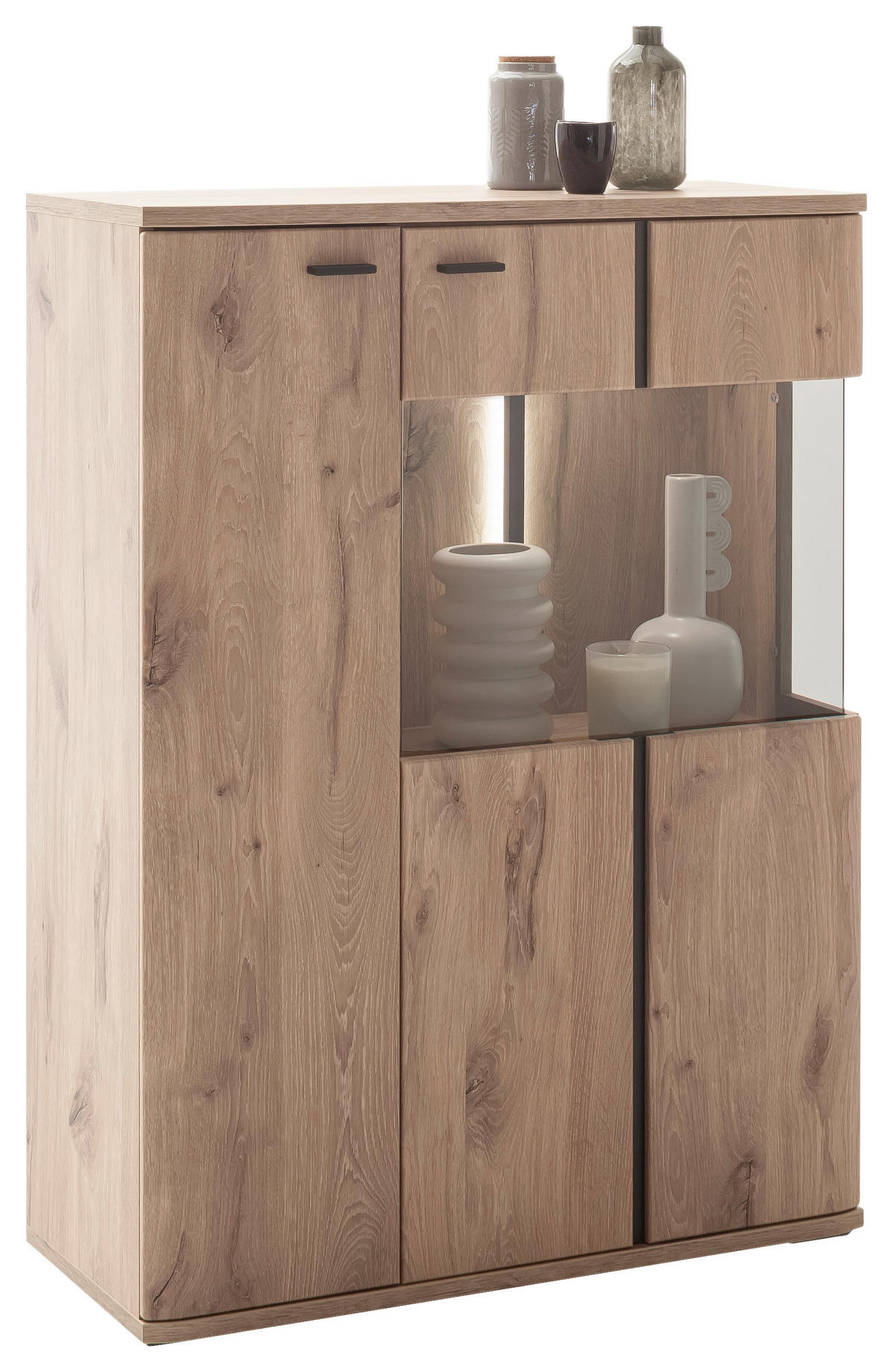 HIGHBOARD Eichefarben, Anthrazit  90/121/38 cm  - Eichefarben/Anthrazit, Konventionell, Holzwerkstoff/Metall (90/121/38cm) - Cantus