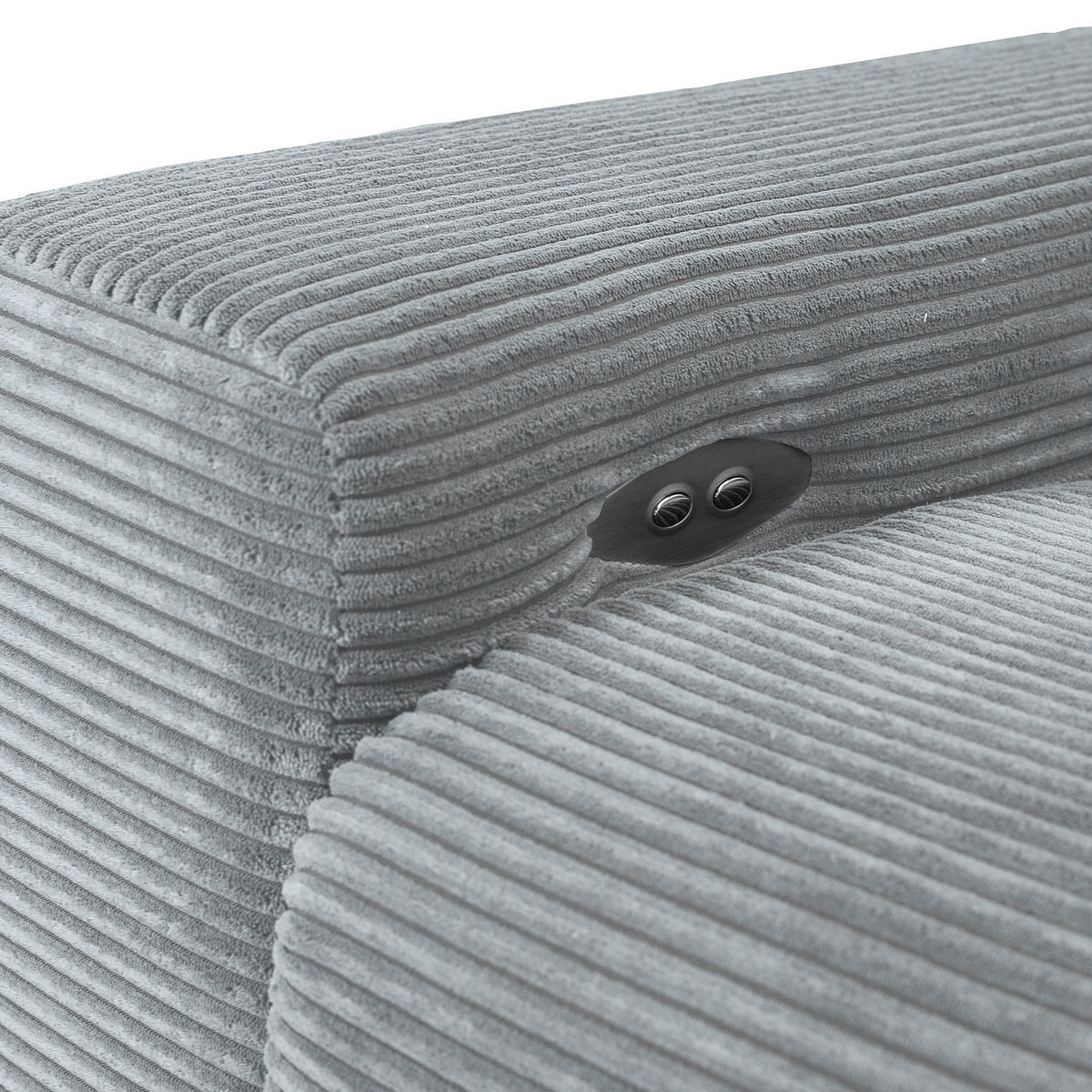 ECKSOFA in Cord Hellgrau  - Hellgrau/Schwarz, Konventionell, Textil/Metall (295/165cm) - Carryhome