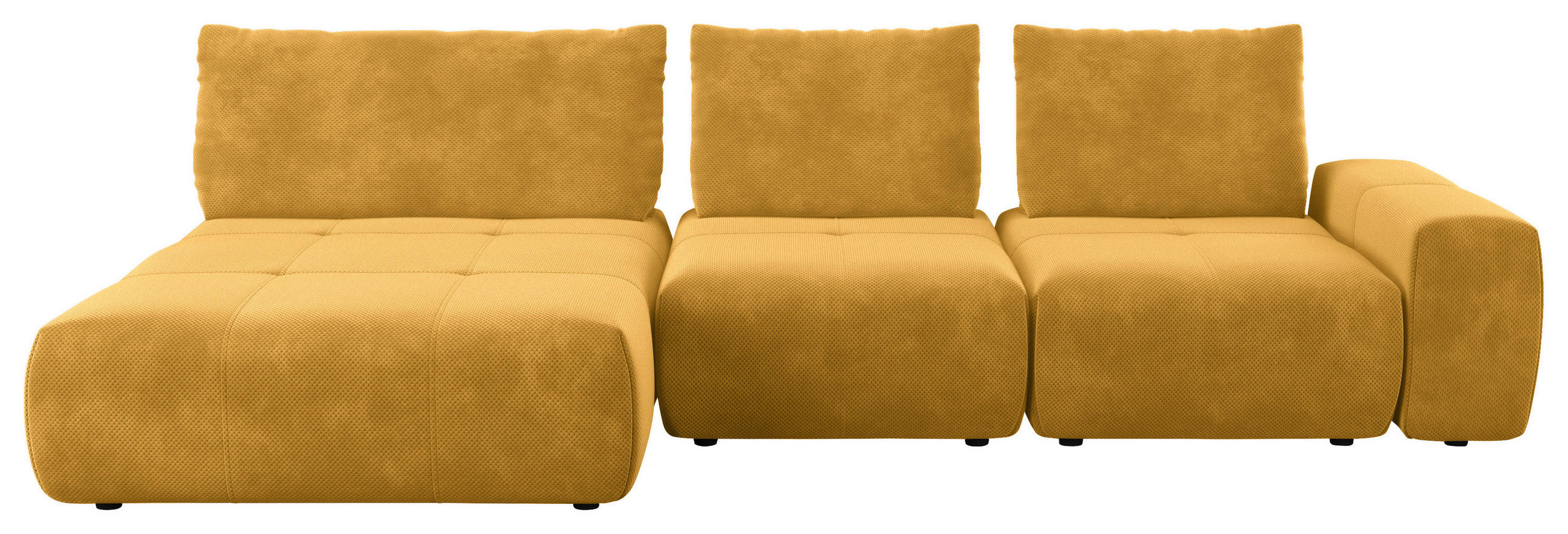ECKSOFA in Velours Currygelb  - Currygelb/Schwarz, Design, Kunststoff/Textil (174/347cm) - Xora