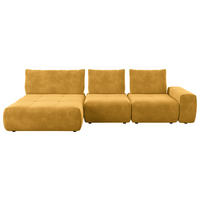 ECKSOFA in Velours Currygelb  - Currygelb/Schwarz, Design, Kunststoff/Textil (174/347cm) - Xora