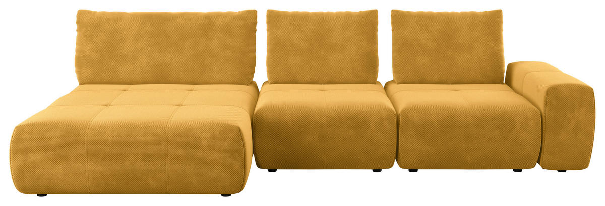 ECKSOFA in Velours Currygelb  - Currygelb/Schwarz, Design, Kunststoff/Textil (174/347cm) - Xora