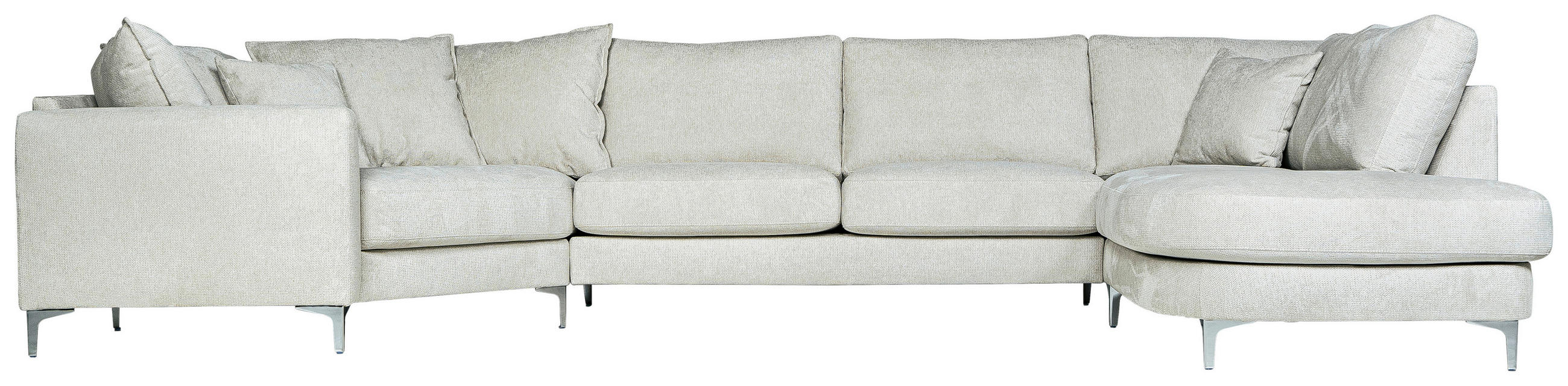 SOFFA i beige  - beige/aluminiumfärg, Klassisk, metall/trä (391/87/198cm) - Novel