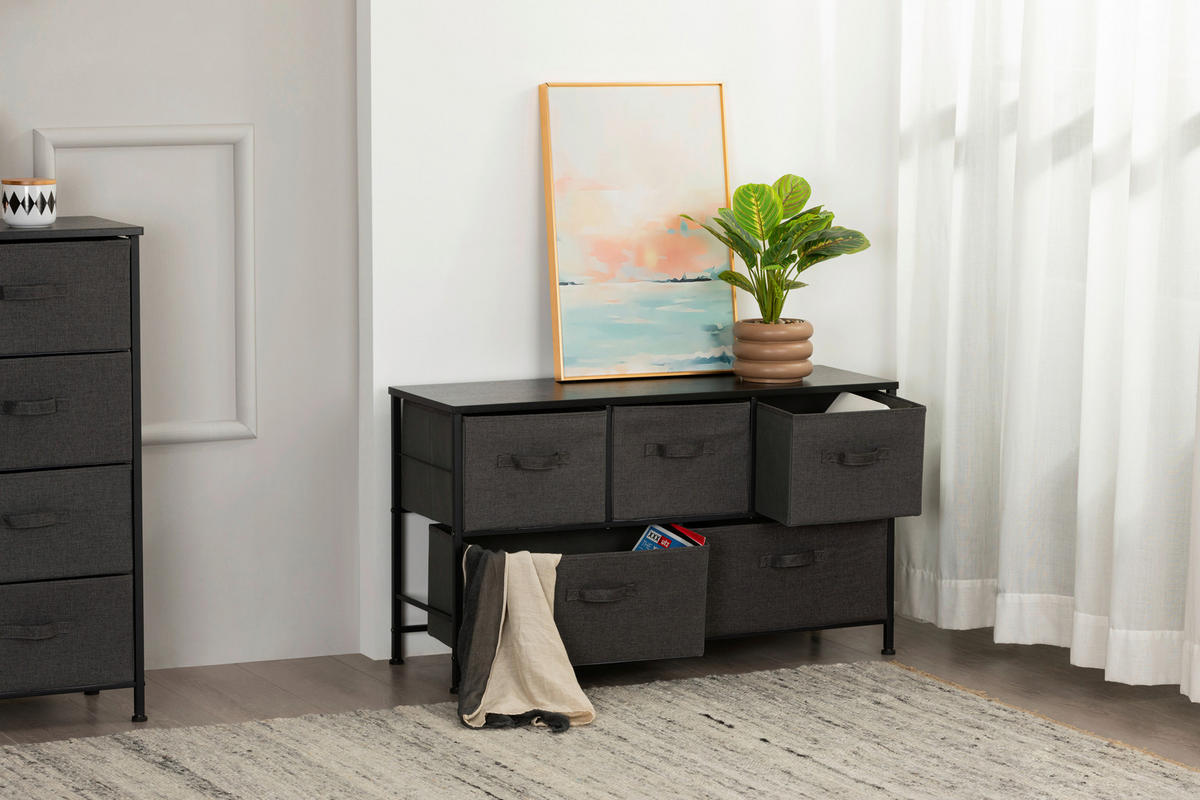 KOMMODE  in 99/55/30 cm  - Dunkelgrau/Schwarz, MODERN, Holzwerkstoff/Textil (99/55/30cm) - PBJ