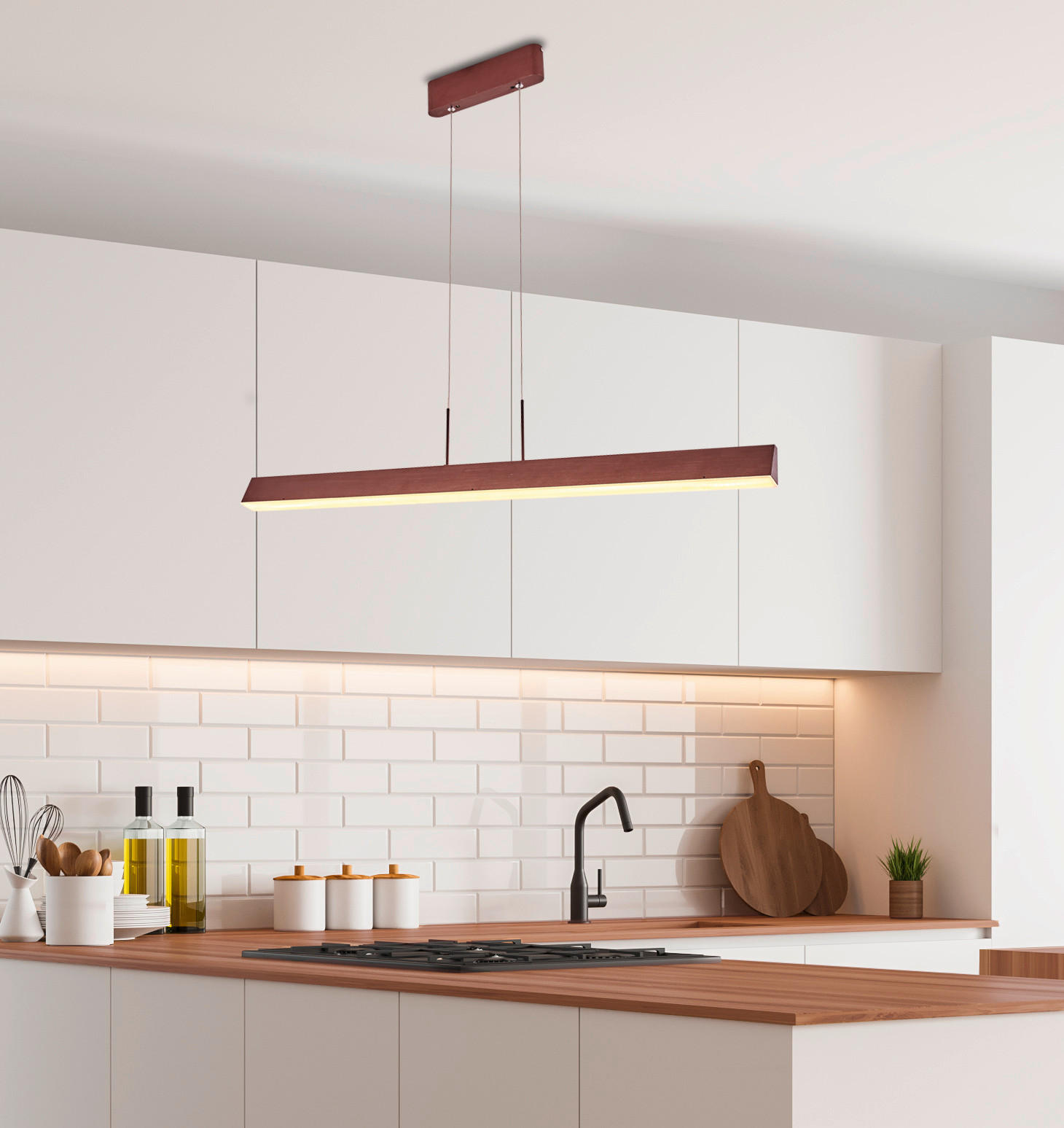 LED-PENDELLEUCHTE 100/4/150 cm  - Hellbraun, Design, Metall (100/4/150cm)