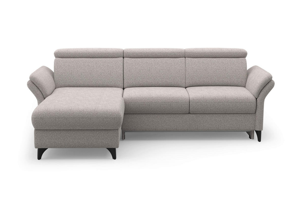 ECKSOFA GLENDALE E Silberfarben Chenille  - Silberfarben/Schwarz, KONVENTIONELL, Textil/Metall (166/253cm) - Sit & More