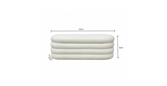 TRUHENBANK 120/42/42 cm Webpelz Weiß Pappel Sperrholz  - Weiß, LIFESTYLE, Holz/Textil (120/42/42cm) - Xora