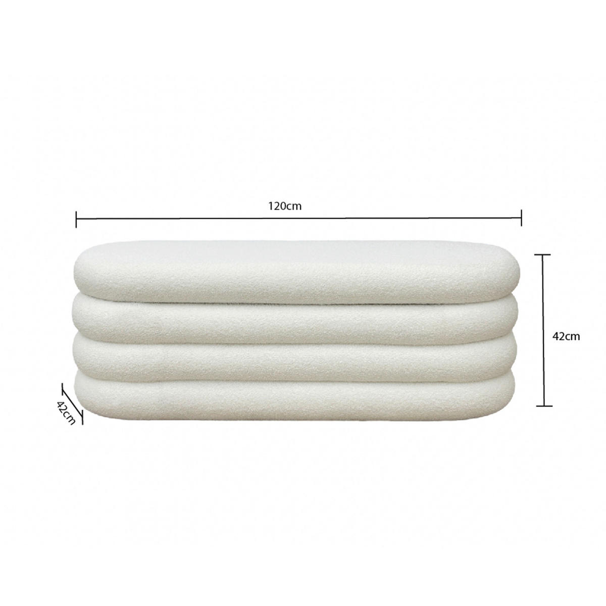 TRUHENBANK in Holz, Textil 120/42/42 cm  - Weiß, LIFESTYLE, Holz/Textil (120/42/42cm) - Xora