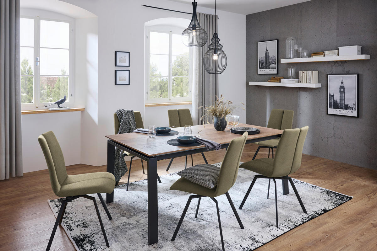 STUHL  Lederauswahl, Stoffauswahl, Typenauswahl Struktur  - Sandfarben/Anthrazit, Design, Textil/Metall (50/92/64cm) - Venjakob