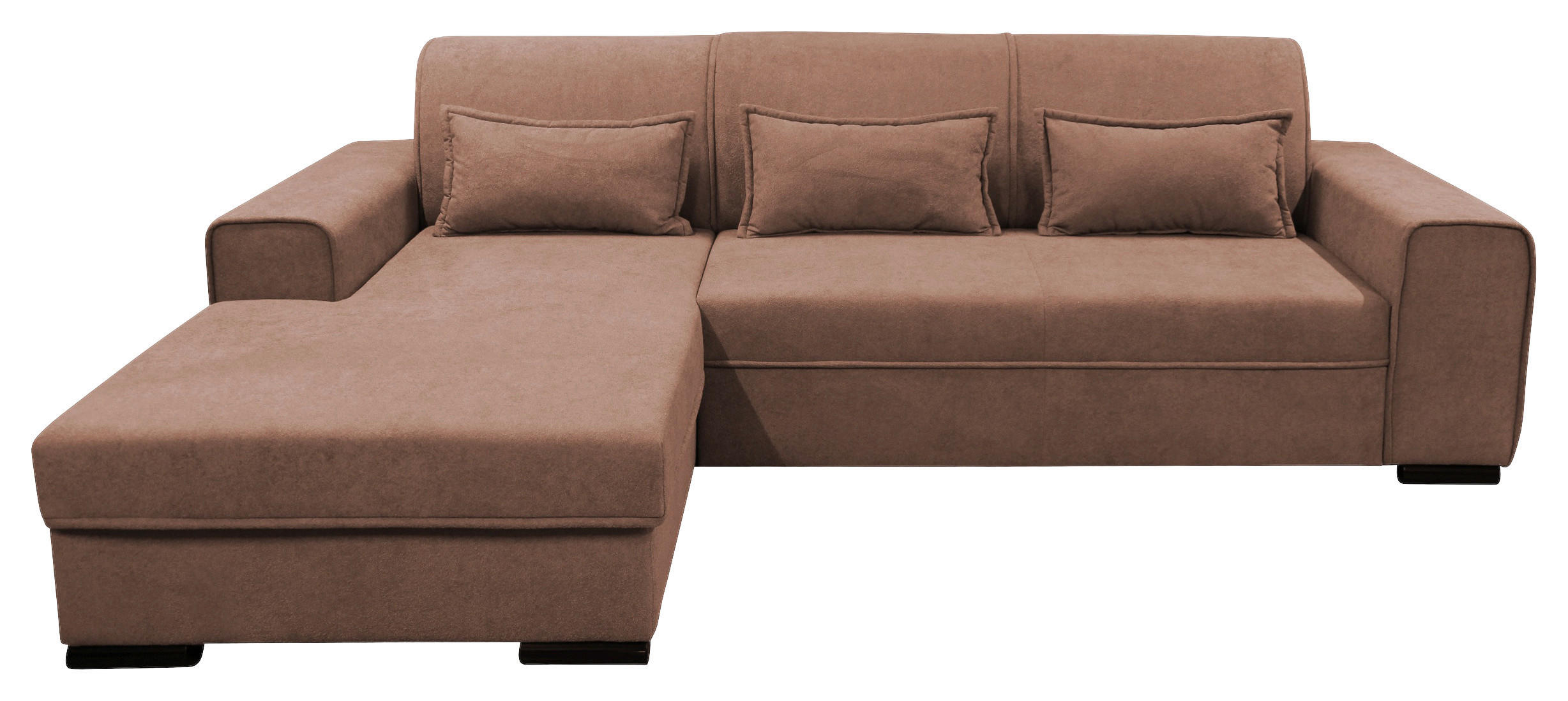 ECKSOFA in Struktur, Bouclé Altrosa  - Altrosa/Schwarz, Design, Kunststoff/Textil (175/270cm) - MID.YOU