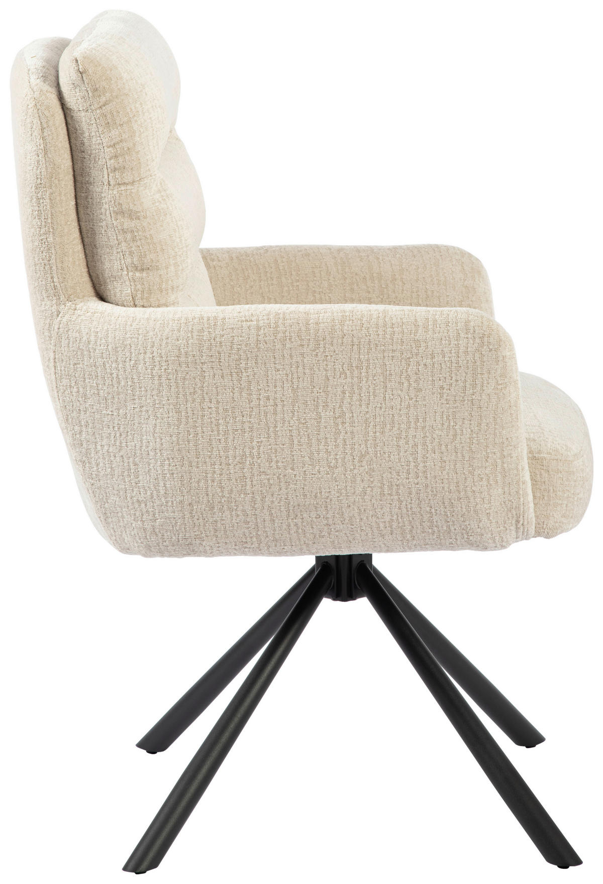 ARMLEHNSTUHL  in Eisen Webstoff  - Beige/Schwarz, MODERN, Textil/Metall (57/95/65cm) - MID.YOU