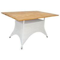 GARTENTISCH Holz, Metall, Kunststoff Weiß, Teakfarben rechteckig  - Weiß/Teakfarben, Design, Holz/Kunststoff (140/90/75cm) - Zebra 
