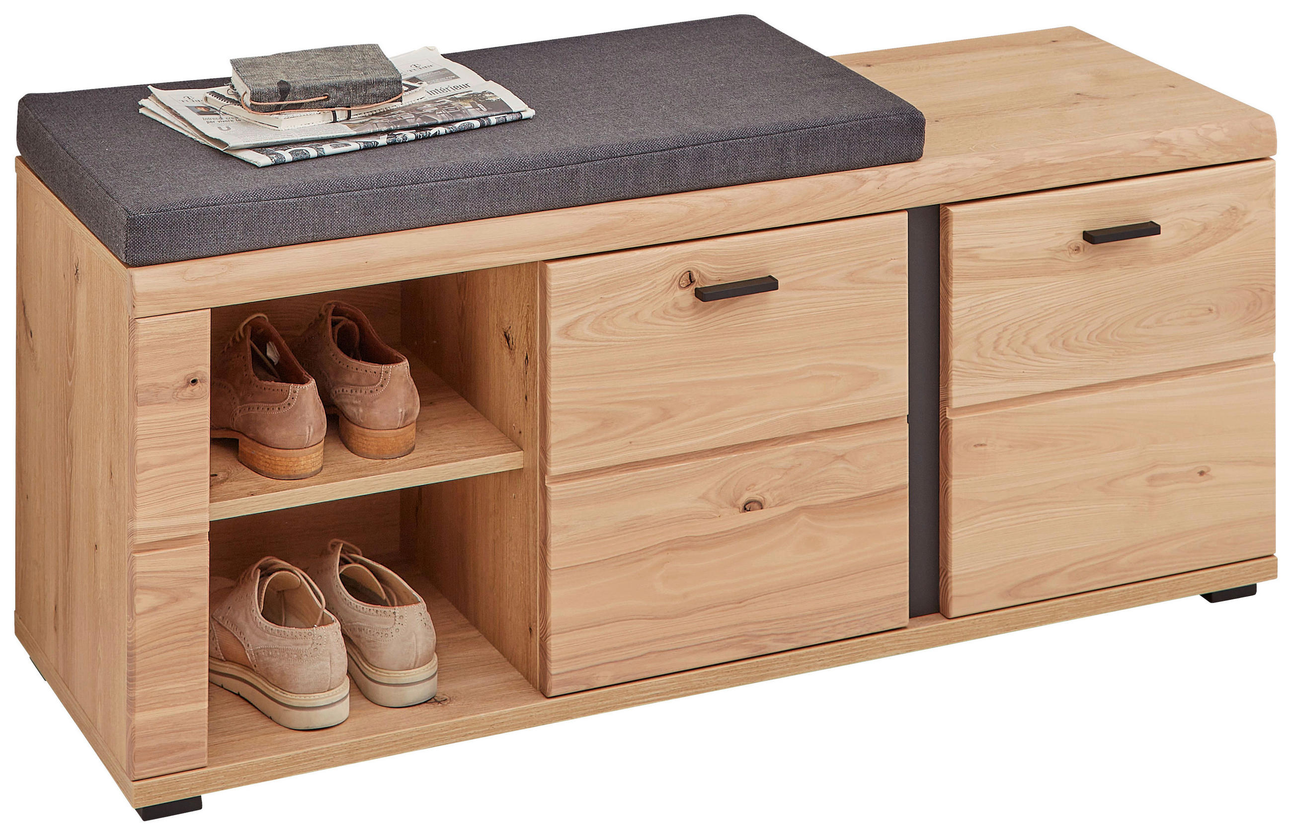 GARDEROBENBANK  in 120/49/40 cm  - Eichefarben/Anthrazit, Natur, Holz/Kunststoff (120/49/40cm) - Linea Natura