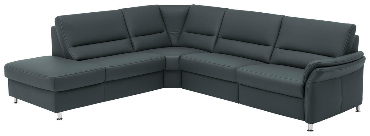 ECKSOFA in Echtleder Blaugrau  - Beige/Blaugrau, Design, Leder/Metall (249/288cm) - Beldomo Premium