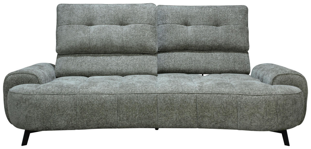 2-SITZER-SOFA Chenille Grau  - Schwarz/Grau, Design, Kunststoff/Textil (230/84/104/111/122cm) - Livetastic