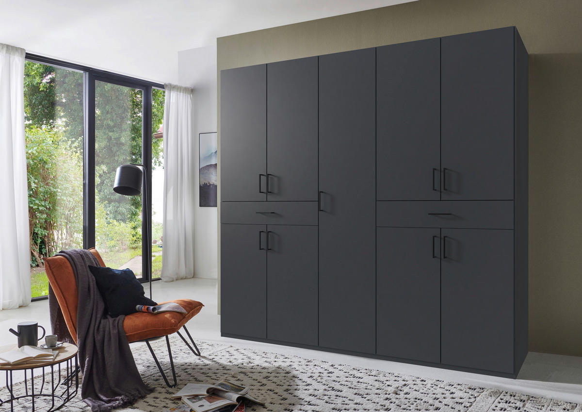 DREHTÜRENSCHRANK in Graphitfarben  - Schwarz/Graphitfarben, Konventionell, Holzwerkstoff/Kunststoff (225/208/58cm) - Carryhome