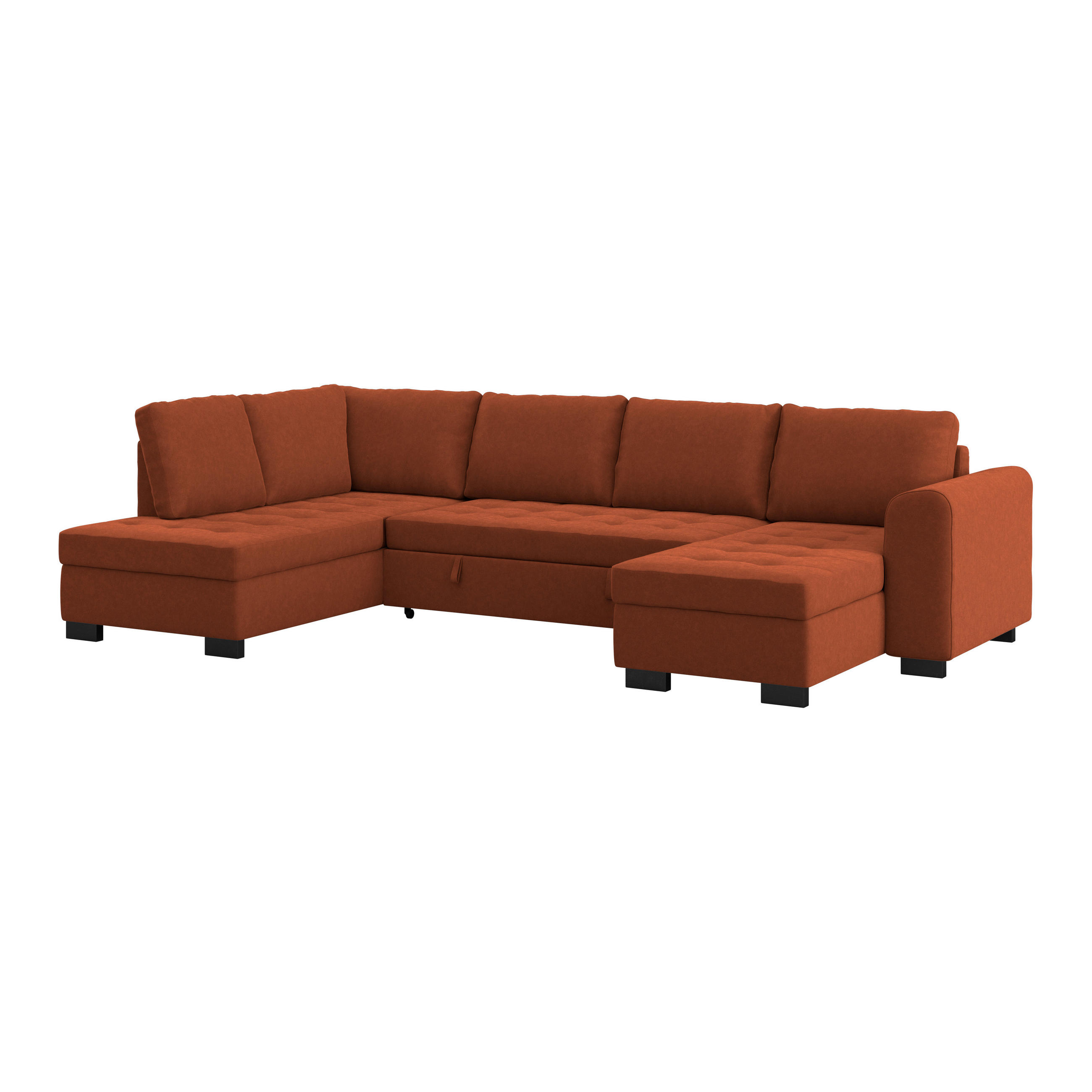 WOHNLANDSCHAFT Terracotta Mikrofaser  - Terracotta/Schwarz, MODERN, Kunststoff/Textil (178/305/155cm) - P & B