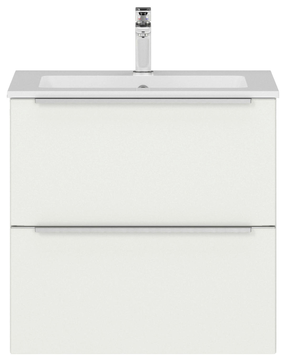 WASCHTISCHKOMBI 61 cm  - Edelstahlfarben/Weiß, MODERN, Holzwerkstoff/Stein (61cm) - Nobilia