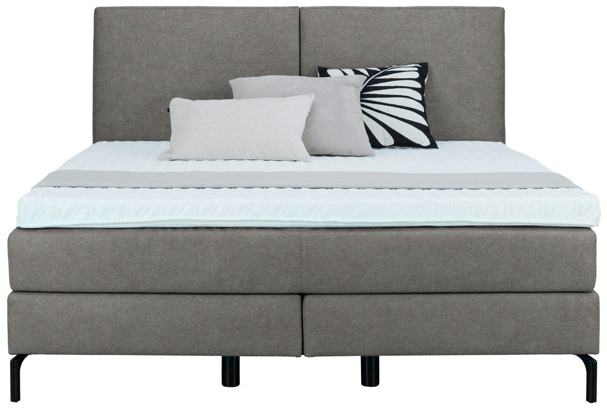 BOXSPRINGBETT 160/200 cm  in Taupe  - Taupe/Schwarz, Konventionell, Textil/Metall (160/200cm) - Dieter Knoll