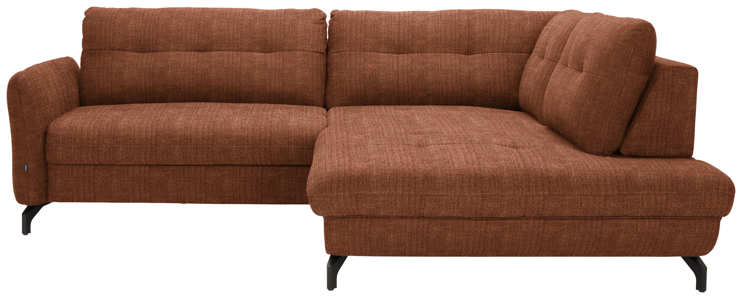 ECKSOFA in Flachgewebe, Leinenoptik Cognac  - Cognac/Schwarz, Modern, Textil/Metall (247/208cm) - Xora