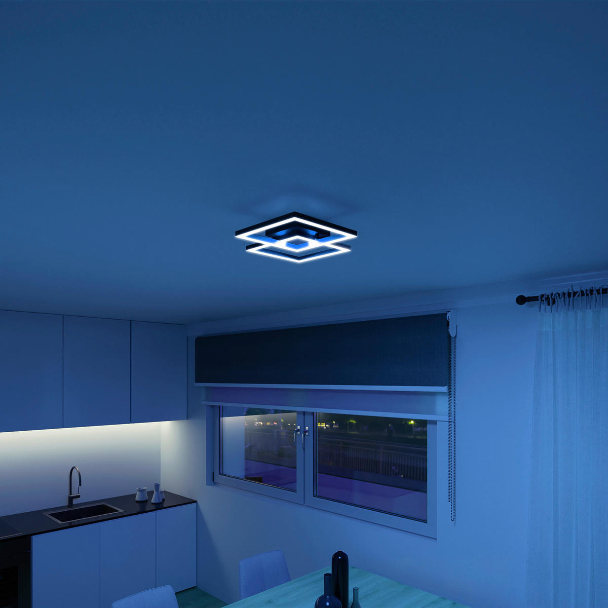 LED-DECKENLEUCHTE  Smart 44/7,8/44 cm   - Schwarz, Design, Metall (44/7,8/44cm) - Tint