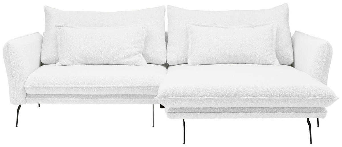 ECKSOFA Weiß Bouclé  - Schwarz/Weiß, Design, Textil/Metall (277/182cm) - Stylife