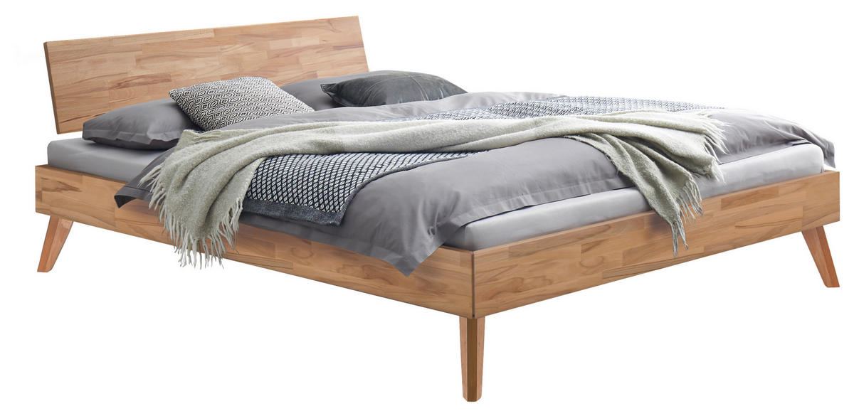 BETT 200/200 cm,  in Kernbuche,  - Buchefarben/Kernbuche, Natur, Holz (200/200cm) - Hasena