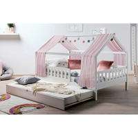 HAUSBETT 100/200 cm,  in Weiß, Altrosa  - Altrosa/Naturfarben, MODERN, Holz/Textil (100/200cm) - MID.YOU