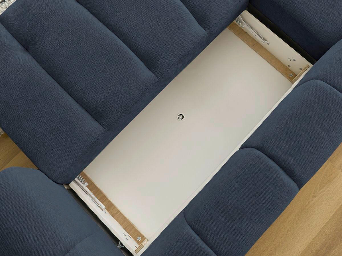 ECKSCHLAFSOFA FUJI Leinenoptik Dunkelblau  inkl.  - Schwarz/Dunkelblau, MODERN, Kunststoff/Textil (160/292cm)