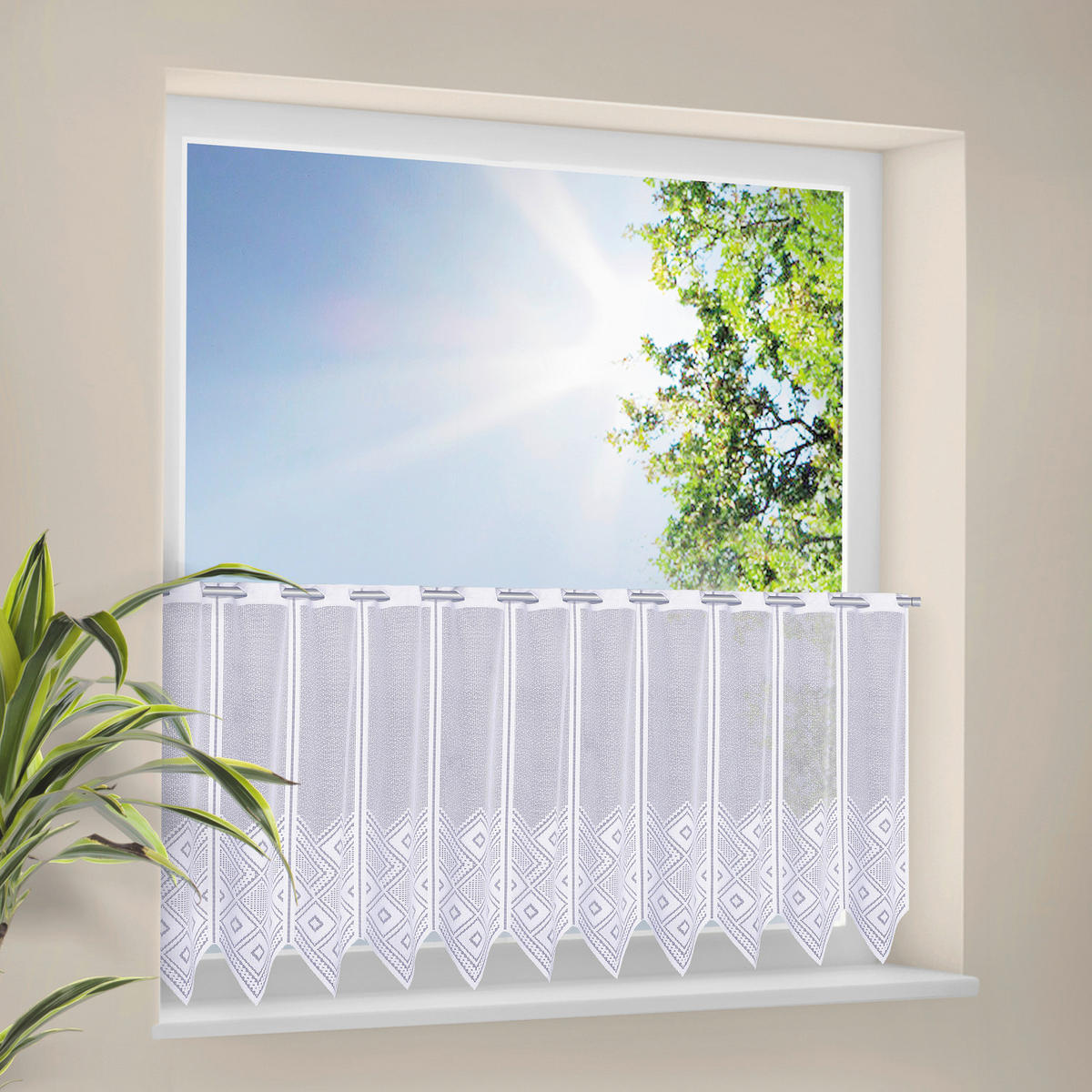 KURZGARDINE   98/90 cm   - Weiß, KONVENTIONELL, Textil (98/90cm)