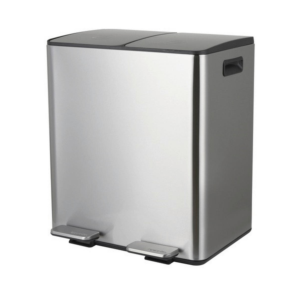 TRETEIMER 40 L  - Silberfarben/Schwarz, Basics, Kunststoff/Metall (45/30/51cm) - Spirella