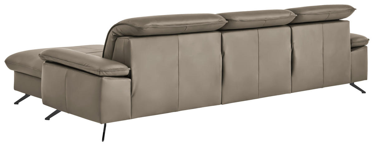 ECKSOFA  Echtleder Greige  - Greige/Schwarz, Design, Leder/Metall (307/169cm) - Beldomo Premium