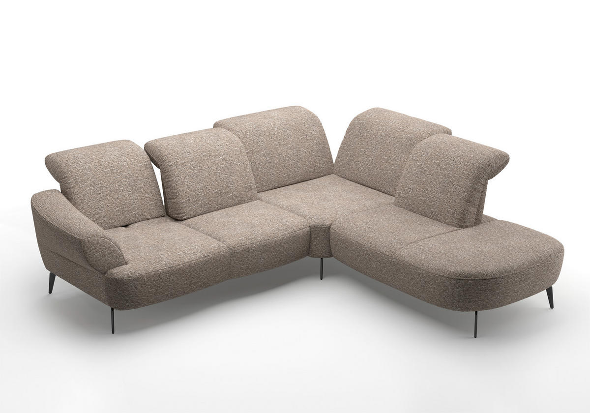 ECKSOFA in Chenille Cappuccino  - Schwarz/Cappuccino, Modern, Textil/Metall (302/270cm) - Sit & More