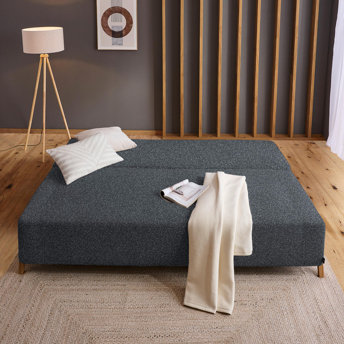 SCHLAFSOFA in Textil Anthrazit  - Anthrazit/Naturfarben, Design, Holz/Textil (211/88/102cm) - Niels Andersson