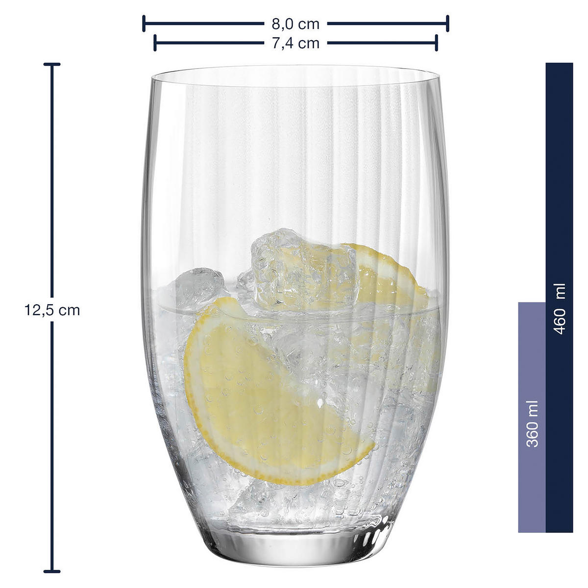POHÁR NA VODU - priehľadné, Trend, sklo (460ml) - Leonardo