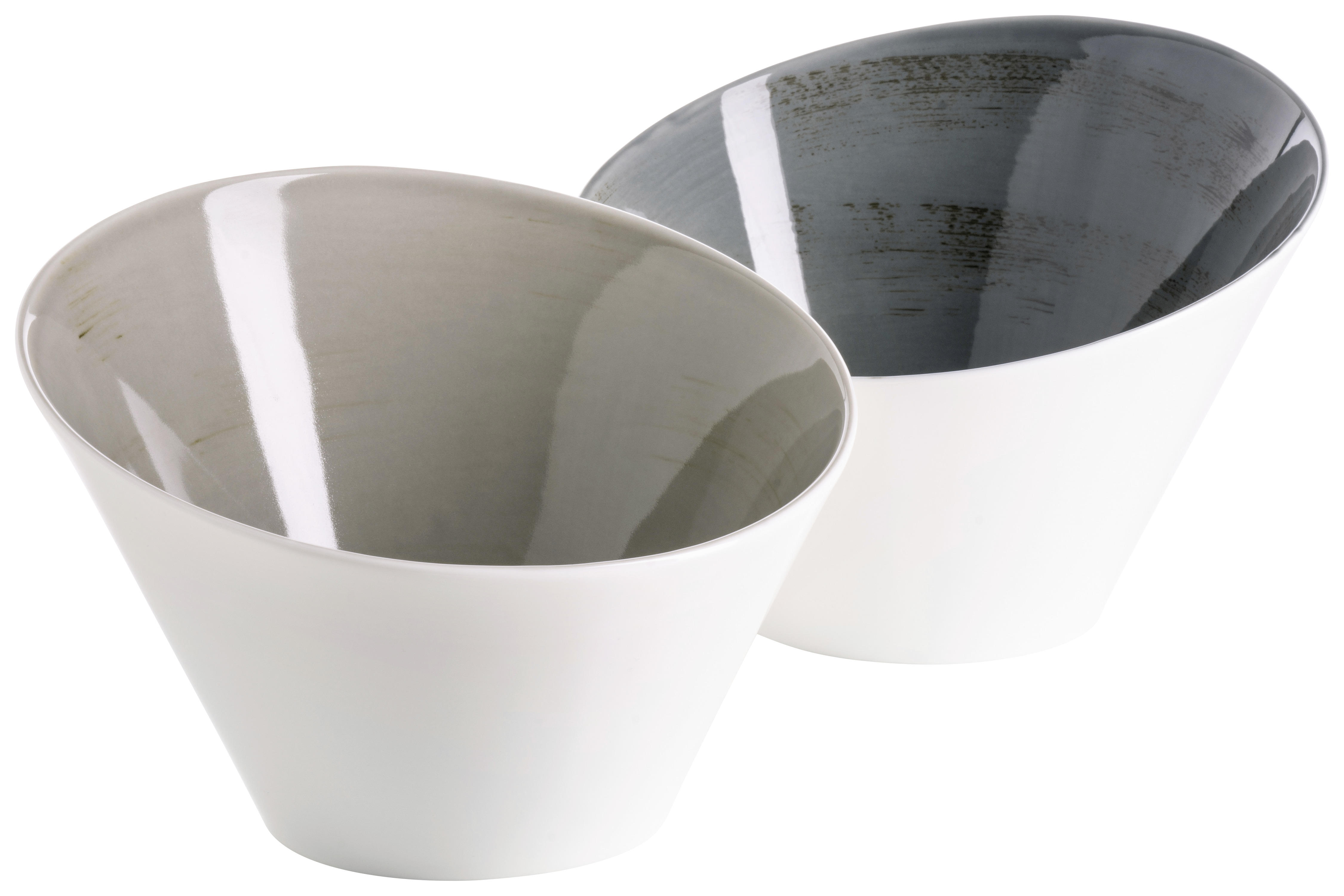 SCHÜSSELSET Keramik Porzellan 2-teilig  - Hellgrau/Weiß, Basics, Keramik (22/22/16,5cm) - Mäser