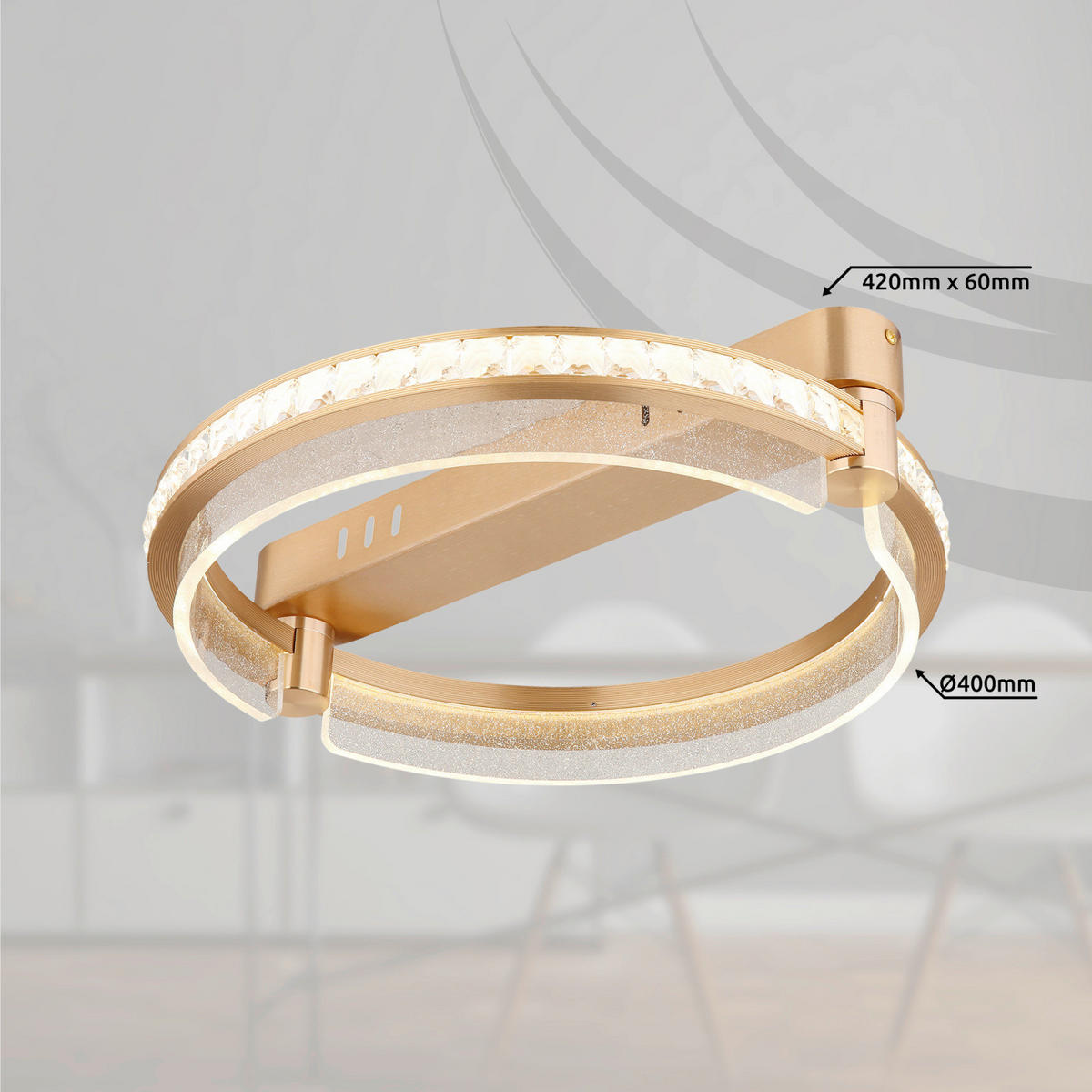 LED-DECKENLEUCHTE Blondie 40/100 cm   - Goldfarben, Design, Kunststoff/Metall (40/100cm) - Globo