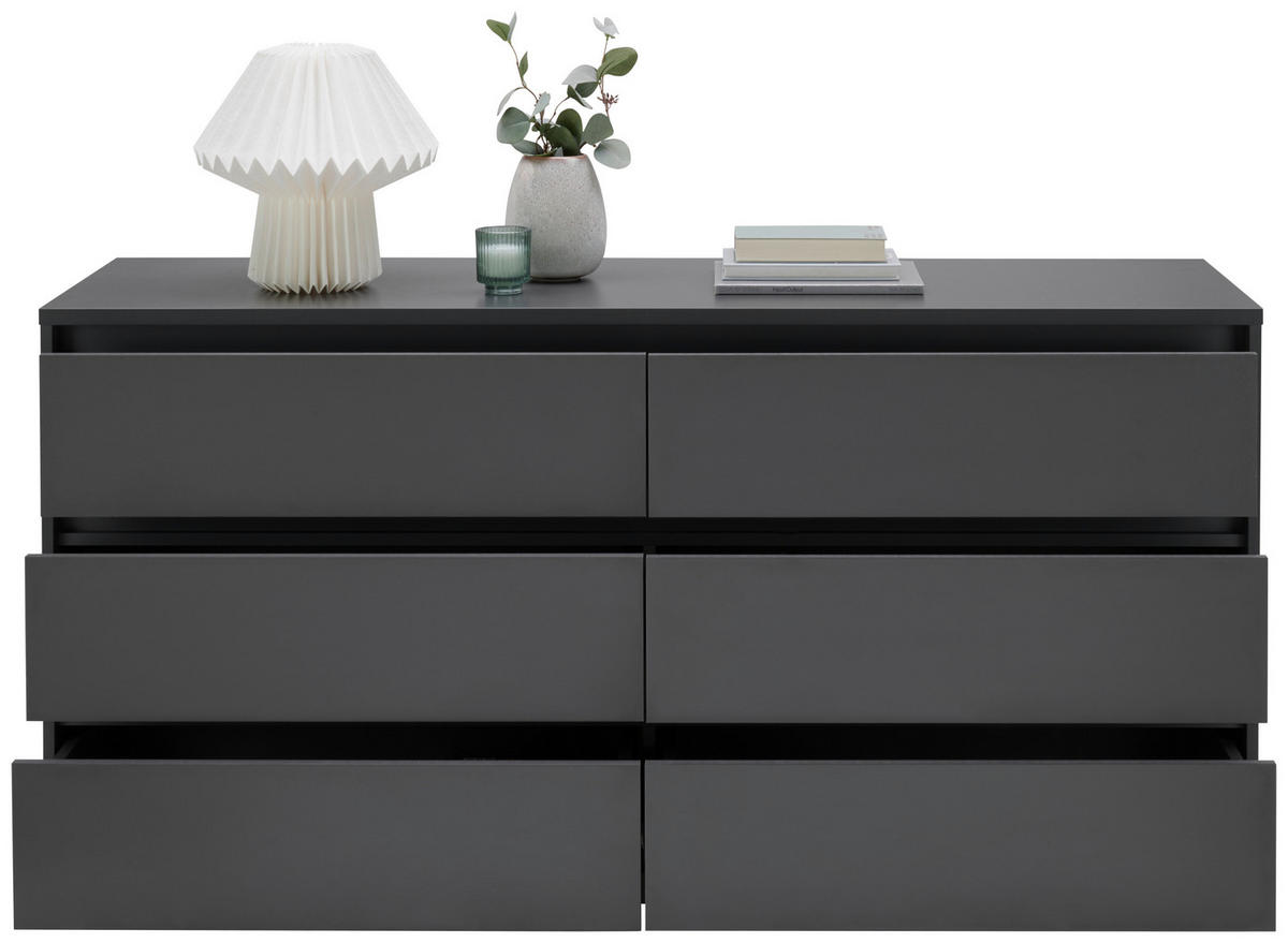 KOMODA, antracit  - antracit, Design, umetna masa/leseni material (160/79/48cm) - Carryhome
